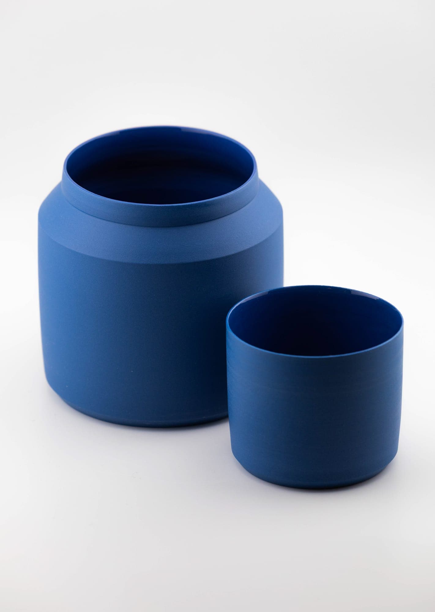 Cobalt jar with cup